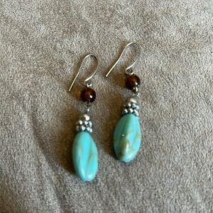 Faux turquoise drop earrings